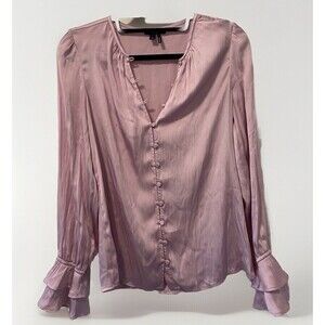 PAIGE Vienne Blouse Top XS S Fragrant Rose Pink Matte Satin Ruffle $179‎